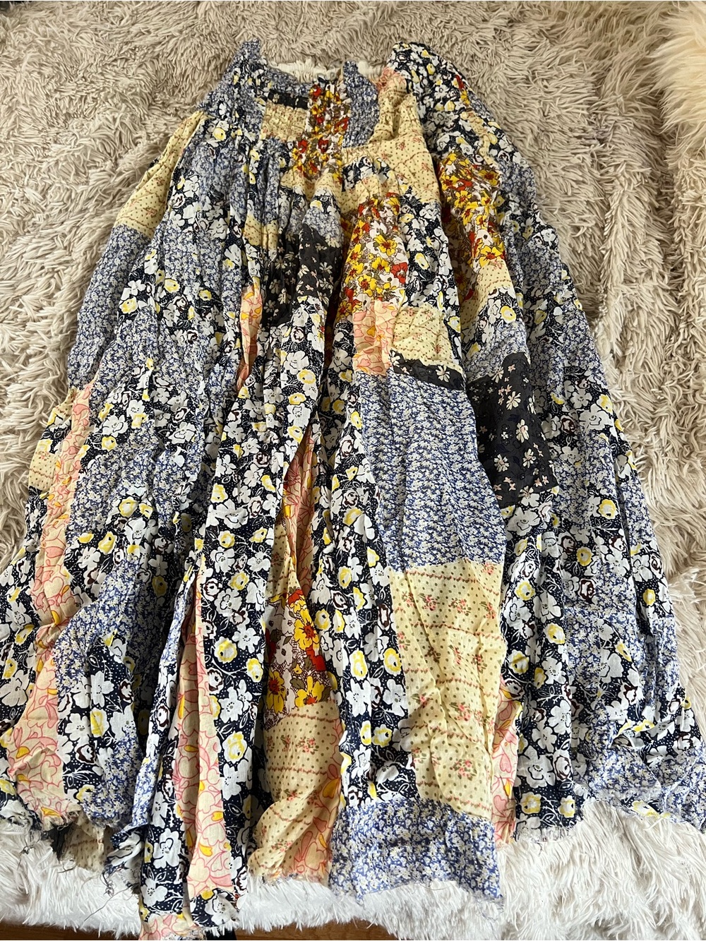 NATURAL LIFE Multicolor Floral Maxi Skirt - Navy, Yellow, Cream, Pink